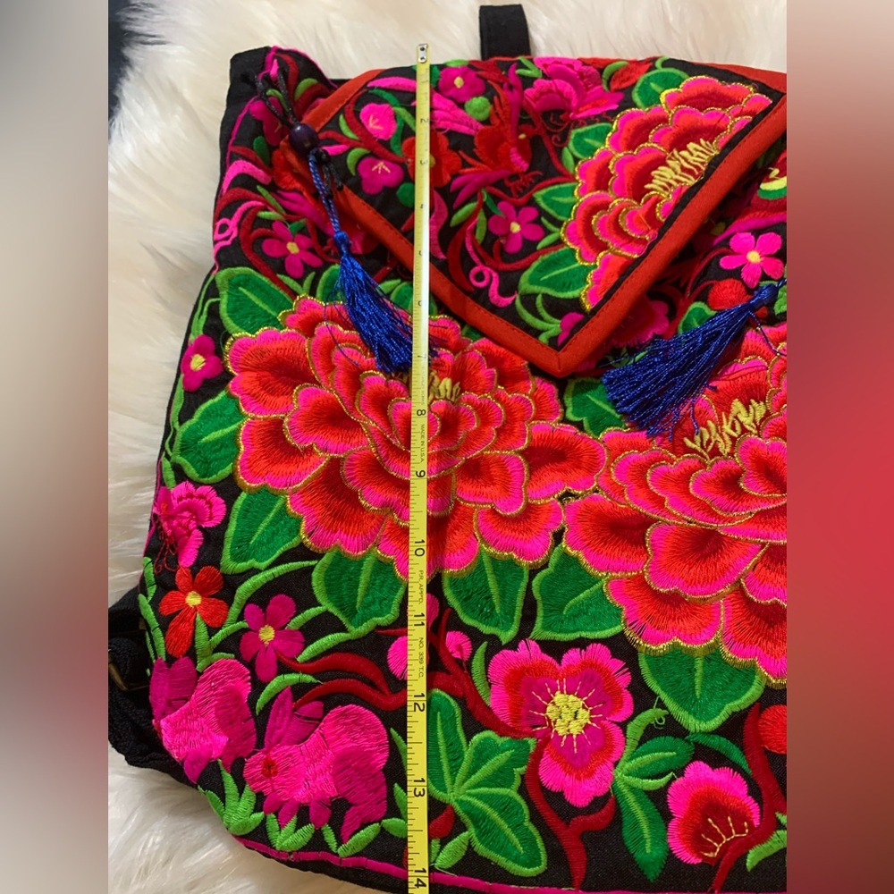 Vintage blue and colorful backpack.  Great shape
